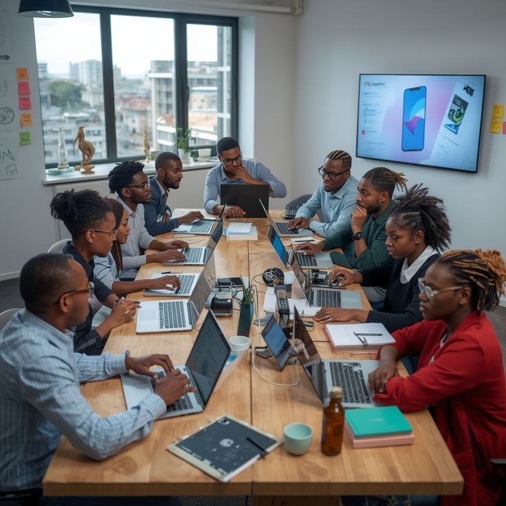 Réunion professionnelle en bureau moderne